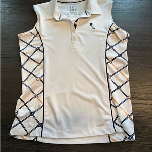 Kate Lord Performance White Sleeveless Golf Top w/Decor on Sides, Size Large